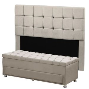 Cabeceira Julia Calçadeira Munique 140cm Shop Das Cabeceiras Bege Marfim