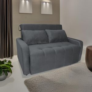 Sofá Cama Para Sala De Estar Amora New Veludo Matrix - Chumbo Chumbo
