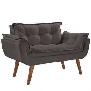 Poltrona Namoradeira 2 Lugares Opalla D Salla Suede Cinza