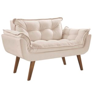 Poltrona Namoradeira Opalla 2 Lugares Suede Dsalla Bege
