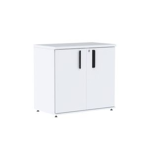 Armário Baixo 02 Portas Pivotante Abc745 Branco-preto