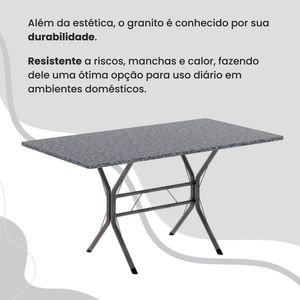 Conjunto Sala De Jantar Mesa Retangular 120x75cm Tampo Granito Ocre 4 Cadeiras Linda Yescasa Paraopeba-prata