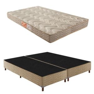 Box Queen Júlia 42x158x198cm Com Colchão Queen Unique D33 Duoface 18x158x198cm Rustico Bege