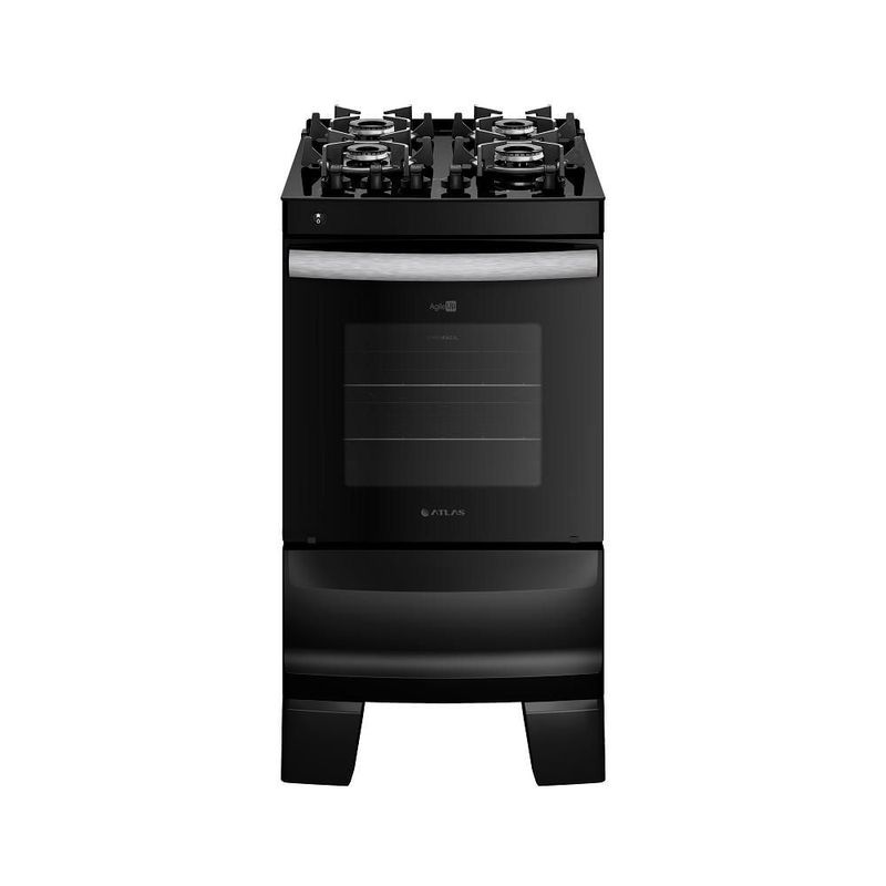 Fogão 4 Bocas Atlas Agile Up Preto Mesa em Vidro - Bivolt - 300001662
