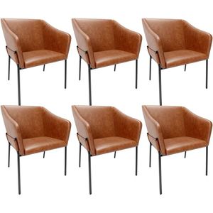 Kit 6 Cadeiras Para Sala De Jantar Estar Living Olívia L02 Couríssimo Camel - Lyam Decor