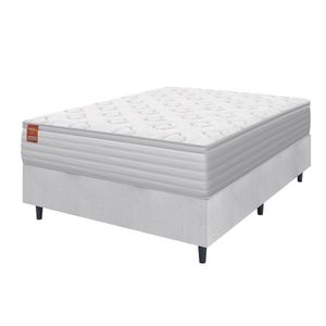 Cama Box Colchão Casal Molas Ensacadas Real 138x188x65cm Linho Branco Inducol