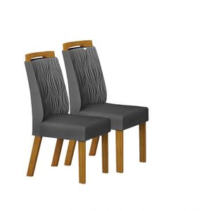 Kit 02 Cadeiras Sala De Jantar Ilheus Madeira Moveis Leifer Freijó,joli Chumbo