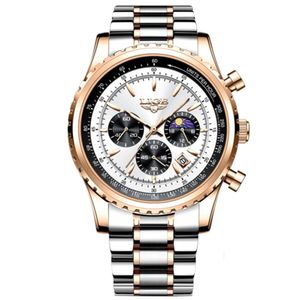 Relógio De Quartzo Luminoso Impermeável Masculino Fases Da Lua Esportivo Branco