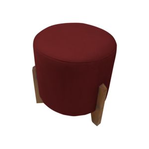 Puff Banqueta Decorativo Redondo Sala De Estar Thor Suede Vermelho Bordo