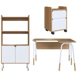 Conjunto Escritório Mesa L Gaveteiro 28002x998x996 Hanover Branco Artesano Hanover Branco