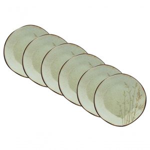 Jogo De Pratos Rasos Bambu 27,5cm 6 Peças Porcelana Oxford