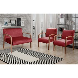 Conjunto Decorativo Anita Namoradeira + Poltronas Sala, Recepção Bordô 110