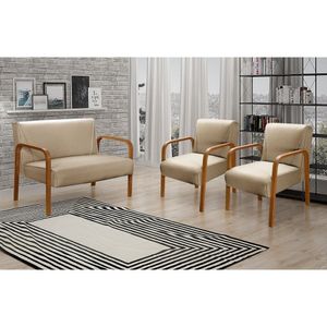 Conjunto Decorativo Anita Namoradeira + Poltronas Sala, Recepção Marrom Claro 150