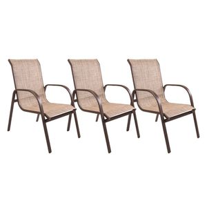 Conjunto 3 Poltronas Cannes Alumínio Café-bege Mesclado