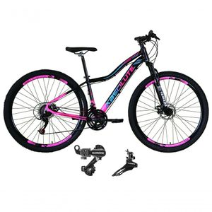 Bicicleta Aro 29 Absolute Hera Feminina Alumínio 21 Marchas Câmbios Shimano Freio A Disco -preto-rosa 15