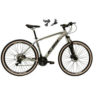 Bicicleta Aro 29 Ksw Xlt Alumínio 24v Câmbios Shimano Garfo Suspensão Pneu Faixa Bege Cinza 19