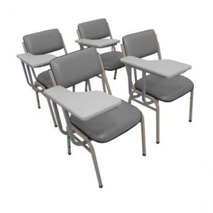 Kit Com 4 Cadeiras Para Auditórios Linha Hotel Smart Cinza
