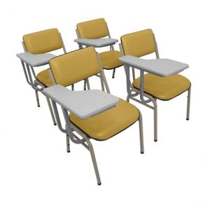 Kit Com 4 Cadeiras Para Auditórios Linha Hotel Smart Amarelo