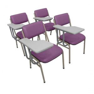 Kit Com 4 Cadeiras Para Auditórios Linha Hotel Smart Roxo