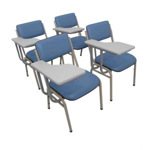 Kit Com 4 Cadeiras Para Auditórios Linha Hotel Smart Azul