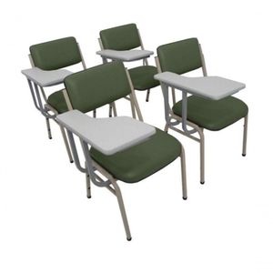 Kit Com 4 Cadeiras Para Auditórios Linha Hotel Smart Verde