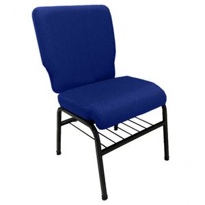 01 Cadeira Para Igrejas C/ Porta Biblía E Porta Cálice Azul