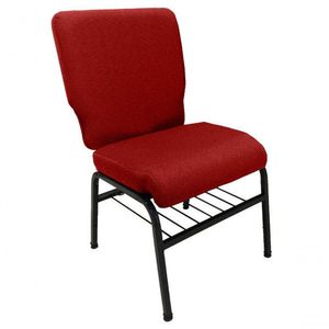 01 Cadeira Para Igrejas C/ Porta Biblía E Porta Cálice Vermelho