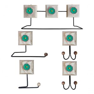 Kit Banheiro 5 Peças Artesanal Rústico Flor De Madeira 3d Anúncio Com Variação Cor Verde