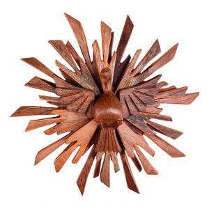 Divino Resplendor Espírito Santo Madeira Maciça Artesanal 100cm Cor Madeira Natural