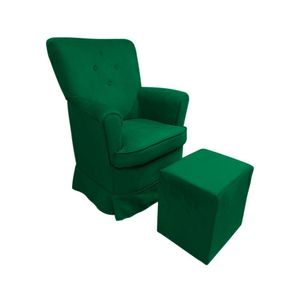 Poltrona De Amametação + Puff Com Balanço Dayane Suede Cor:verde Militar
