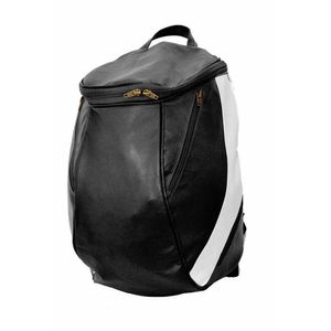 Mochila Masculina De Couro Grande Cor Preto Com Faixa Branca? Sim
