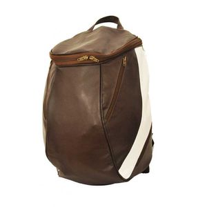Mochila Masculina De Couro Grande Cor Marrom Com Faixa Branca? Sim