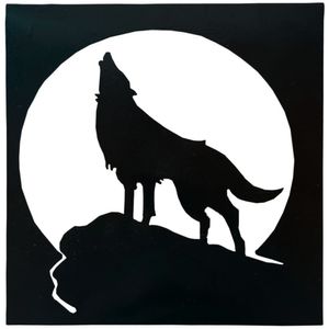 Quadro Lobo Uivando Em Ferro Com Pintura Eletrostática Selvagem