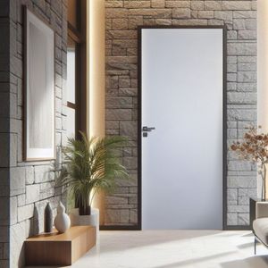 Kit Porta De Madeira Lisa Primer 210x72cm Batente 7,5cm Branco