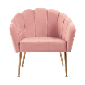 Poltrona Pétala Slim Base Aço Dourado Veludo Rosa