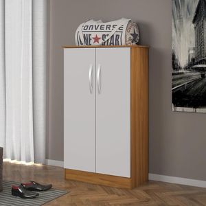 Sapateira Armário Multiuso 63cm 2 Portas Florença Notável Freijó/off-white