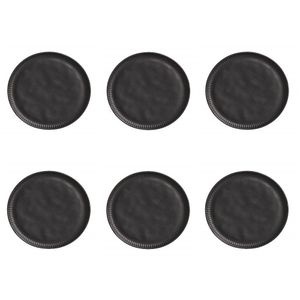 Conjunto De Pratos De Sobremesa 06 Peças Linhas Preto Matte Porto Brasil