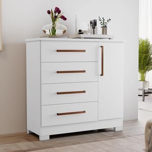 Cômoda 1 Porta 4 Gavetas Londres Notável Branco
