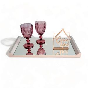 Bandeja Decorativa Liz Espelho Cristal 50x28 Off White