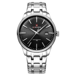 Relógio De Quartzo Masculino Pulseira De Aço Inoxidável Resistente à água Prata