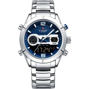 Relógio Impermeável Digital Masculino Esportivo Duplo Display Prata