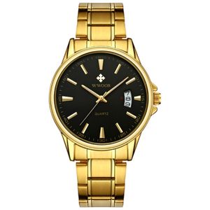 Relógio Masculino Quartzo Dourado Em Aço Inoxidável á Prova D´agua Preto Dourado
