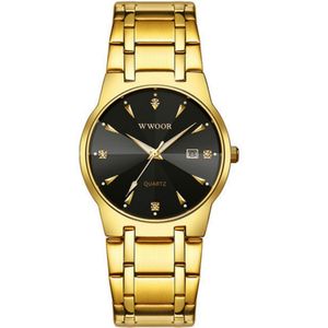 Relógio De Pulso Masculino De Quartzo Com Data Automatica á Prova D'água Preto Dourado