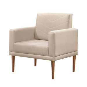 Poltrona Nina Luxo Madeira Maciça Castellar Móbile Corino Off White Corino Off White
