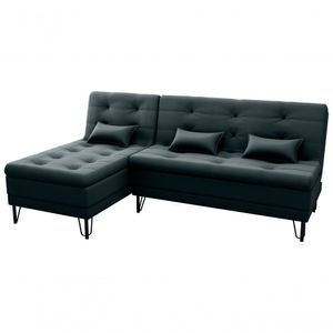 Sofá Cama Com Chaise 3 Lugares 2,00 Mts Nice Matrix Preto