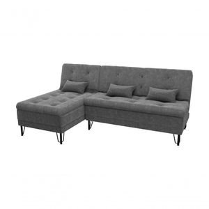Sofá Cama Com Chaise 3 Lugares 2,00 Mts Nice Matrix Chumbo