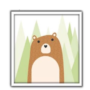 Quadro Decorativo Infantil Urso Ursinho Para Quarto Bebe Safari Animais Coloridos Menino Menina