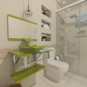 Gabinete De Vidro 80cm Inox Com Cuba Quadrada Verde Oliva