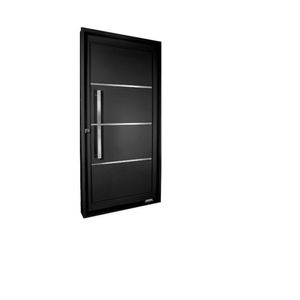 Porta De Aço Pivotante Social 217x105cm Com Friso Ideal Crv Esquadrias Preto