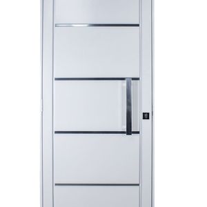 Porta De Aço Social Slim 215x84cm Com Puxador Pequeno Ideal Crv Esquadrias Branco